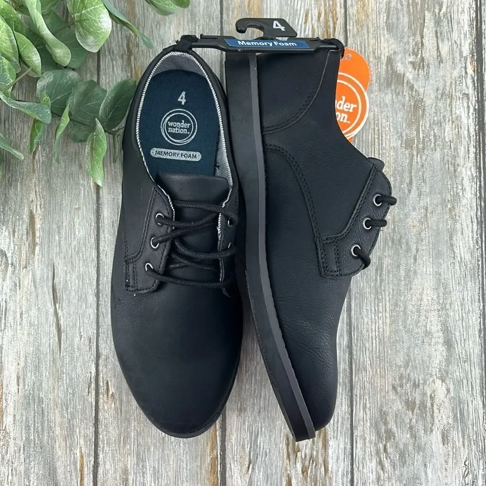 Big Boys Black Lace-up Oxford Dress Shoes Size 4